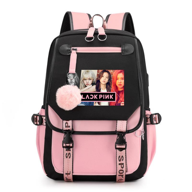Blackpink S potiskem Batoh Pro základní a střední školy Ležérní Školní taška Pro studentky