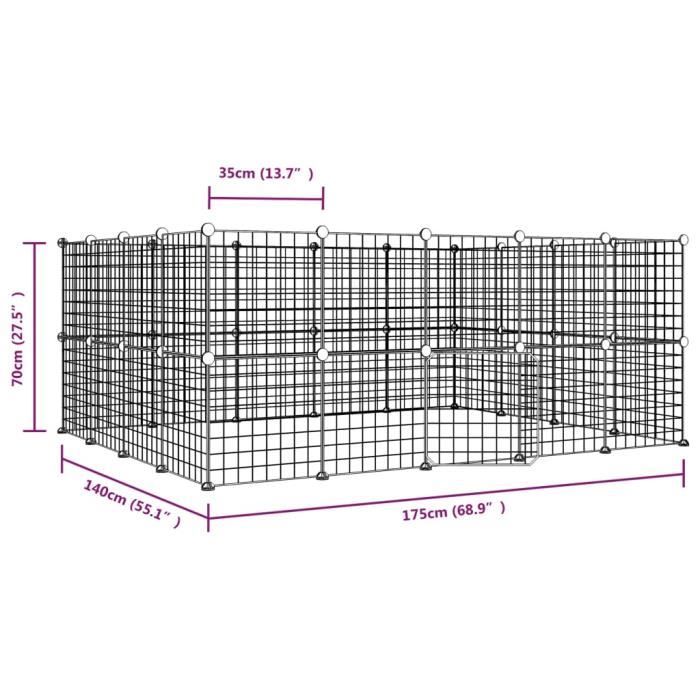 3114041 vidaXL Cage animaux de compagnie à 52 panneaux et porte Noir 35x35 cm