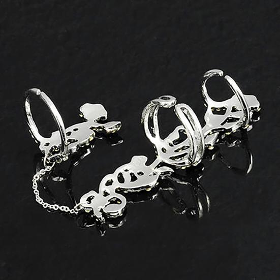 Chain Ring Flower Pattern Finger Jewelry Adjustable Women Chain Link Finger Ring for Wedding