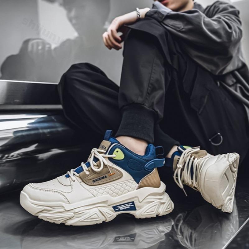 Fashion Niche Design Men's Thick Soled Casual Sports Shoes 2025 Autumn Fashion Trend Versatile Mesh Comfortable Low Top Chunky sneakers