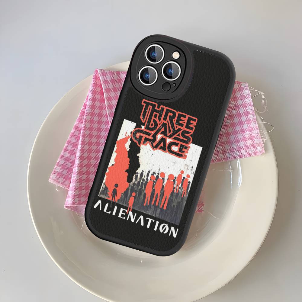 Classic Vintage Three Days Grace Band Phone Case For IPhone 16 15 14 11 12 13 Pro Max Plus Back Leather Shell