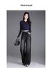 Women's High Waist Velvet Straight Leg Jeans - 2025 Trendy Narrow-Wide Pants for Autumn & Winter