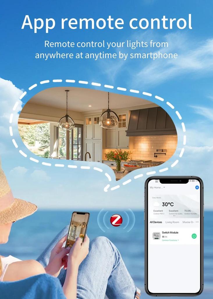 Graffiti Zigbee/WiFi Smart Multi-Way On/Off Switch with Alexa Voice Remote Control