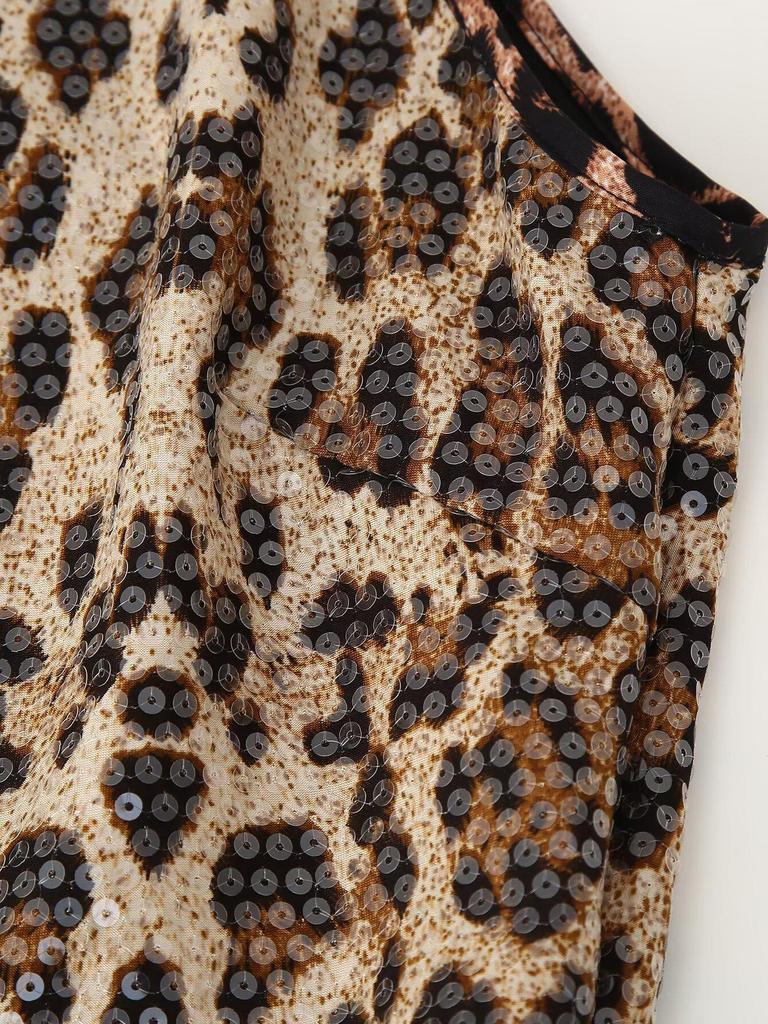 Spring 2025 Leopard Print Sequin Camisole - European & American Style Fashion for Women