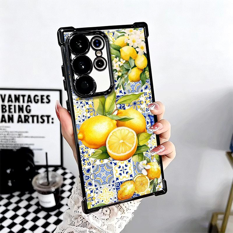 Mediterranean Lemon Soft Phone Case For Samsung Galaxy S26 Ultra S25 Edge S24 FE S23 Plus S22 S21 + S20 Plating Anti-Fall Fundas