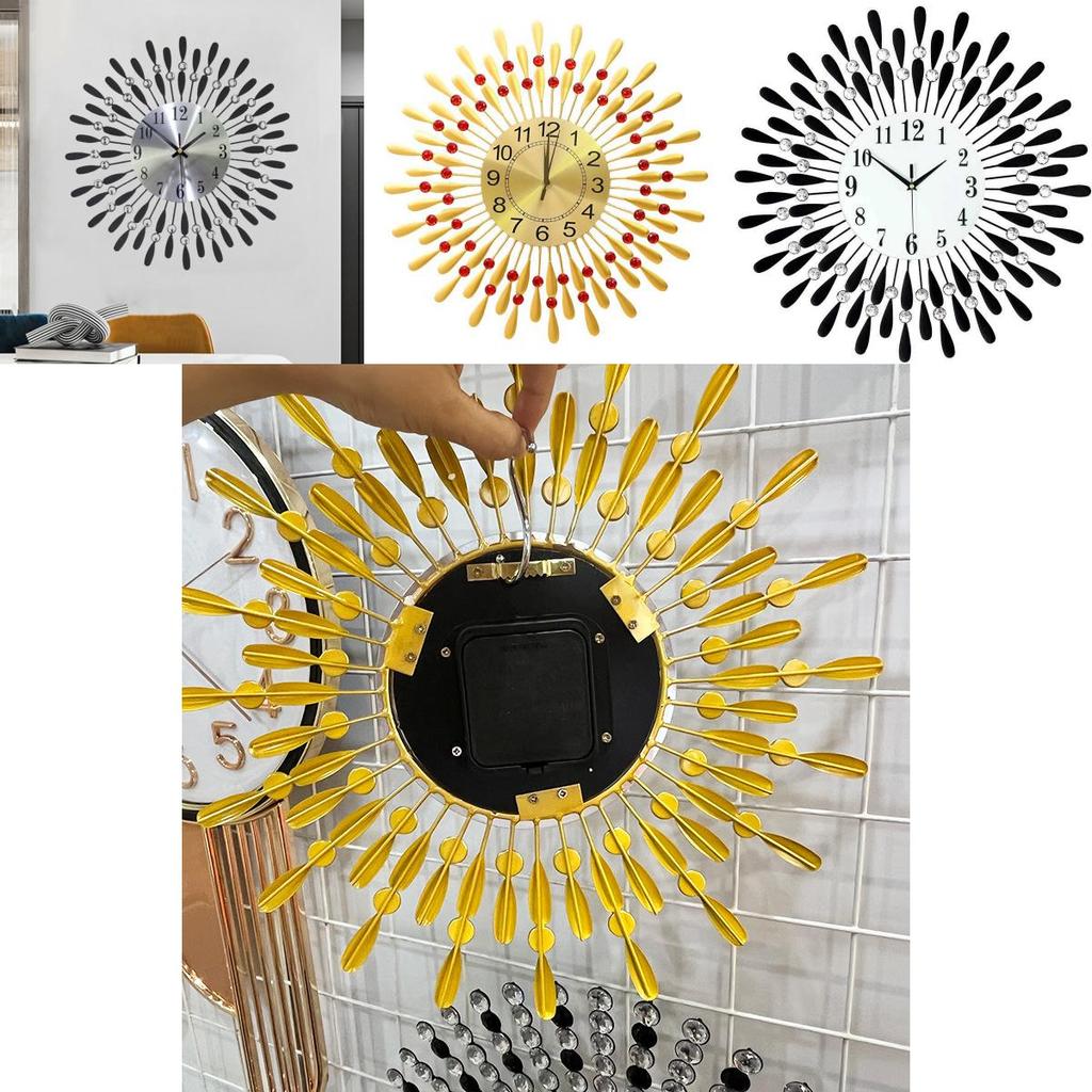 Modern Iron Art Wall Clock With Silent Sweep Movement For Living Room Decor