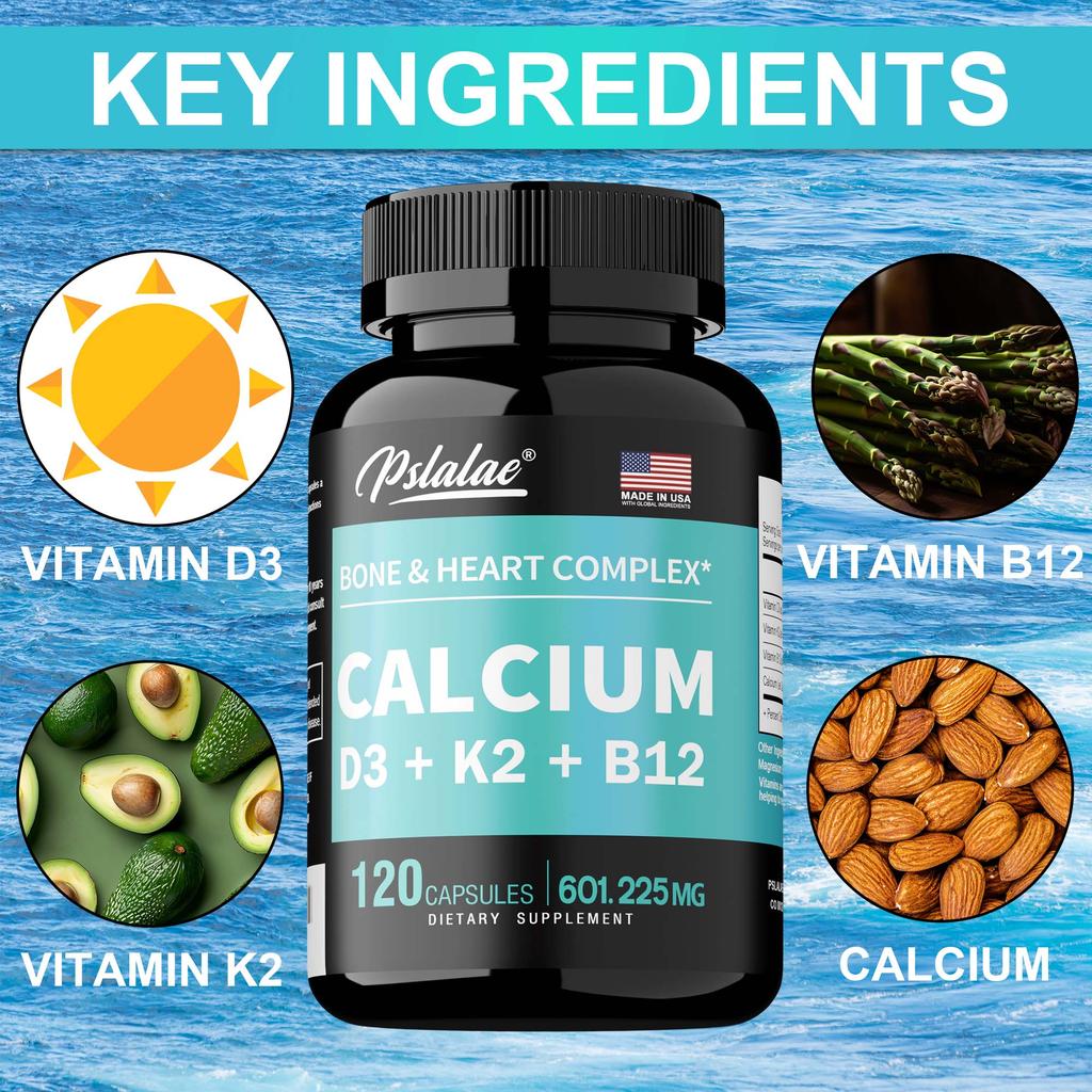 4-i-1 Kalcium - med Vitamin D3, K2, B12 - Ben Muskler Immunförsvar Hälsa