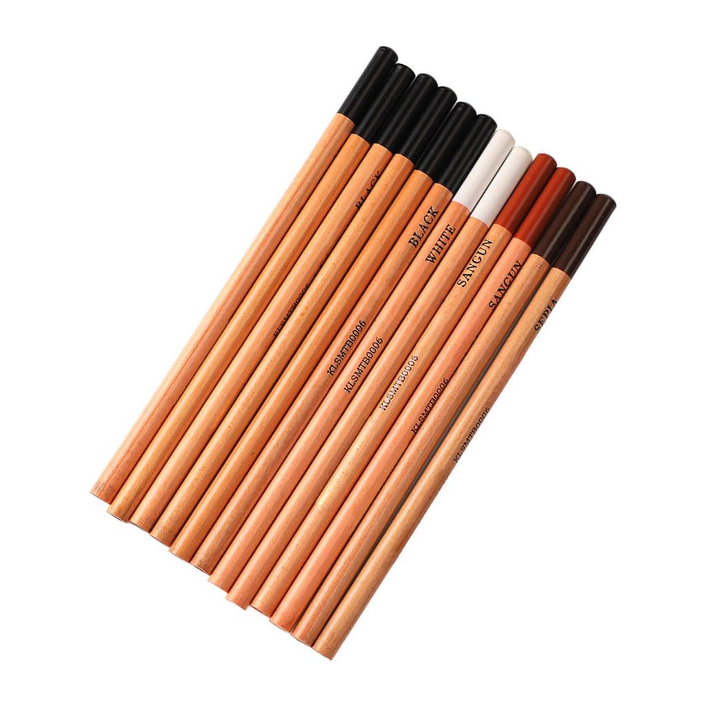12 st Träfodrade Blyertspennor Rena Professionella Kolritningspennor för Konststudent