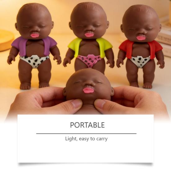 Black Babies Stress Relief Toy Slow Rising Anxiety Relieving Mini Baby Squeeze Toy