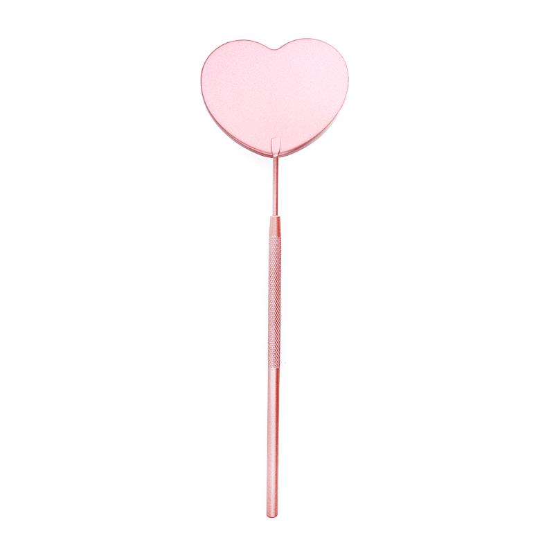Eyelash Extension Mirror Lash Lifting Supplies Stainless Steel Long Handle Heart Shape Magnifying Checking Hand Mirror