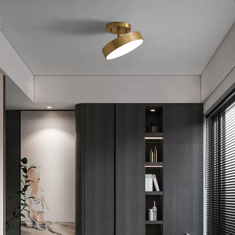 Modern LED all Copper Ceiling Lights Entrance Corridor Balcony Bedroom 40/50CM Black Gold Ceiling Lamps Home Decoration Lustres