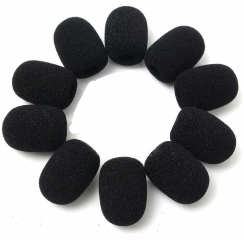 10 Pieces Microphone Headset Grill Windscreen Sponge Foam Black Mic Covers