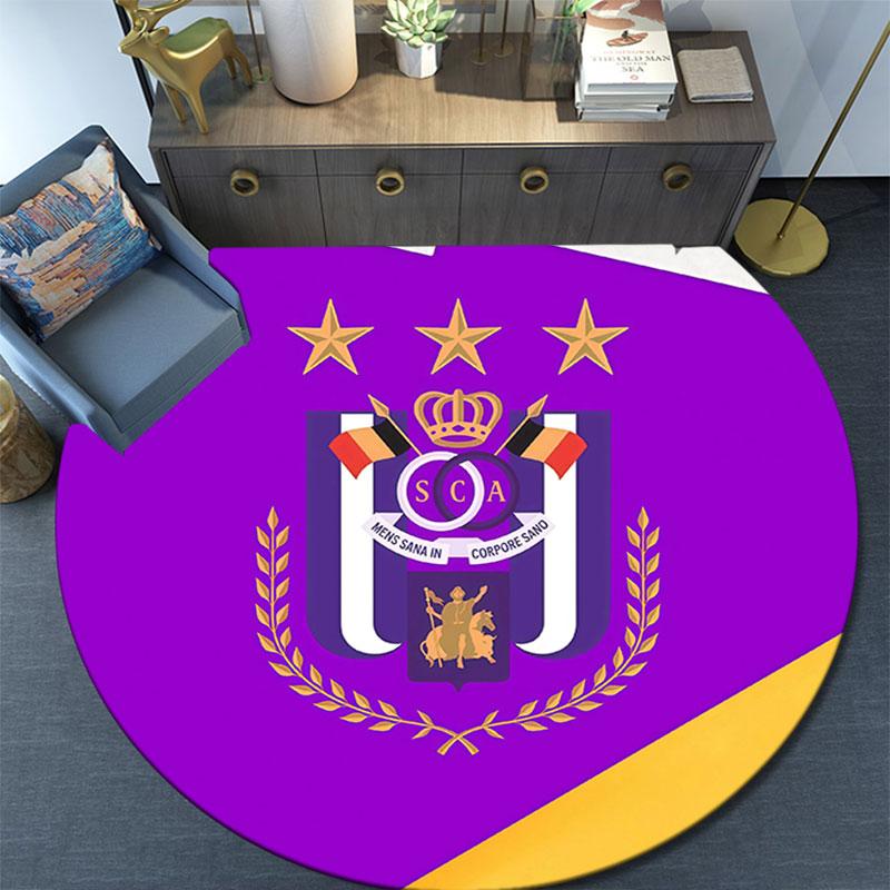 RSC Anderlecht, Tappeto Rotondo, Tappeto per Soggiorno Camera da Letto Divano Stanza dei Giochi Decorazione, Tappetino Antiscivolo