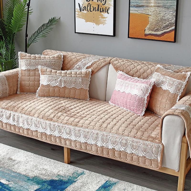 Winter Pure Color Plush Simplu Căptușit Pernă de Canapea Roz Proaspăt și Confortabil Husă de Canapea Combinație de Sufragerie