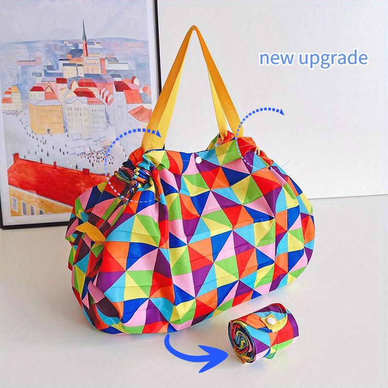 High-Quality Foldable Shopping Bag with Snap Closure - Lightweight, Portable Shoulder Tote for Groceries & Travel, Durable Polyester