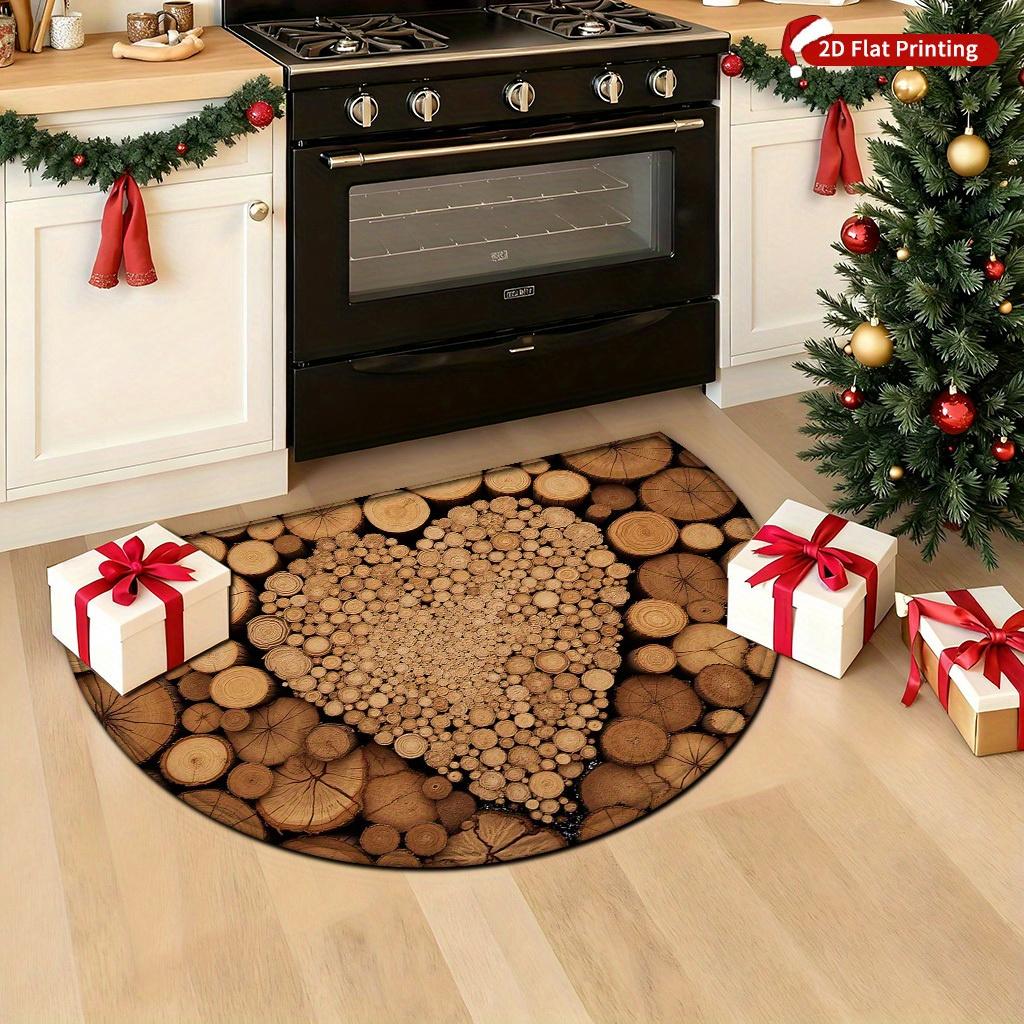 1 Stück Holzmuster Halbkreis Willkommen Fußmatte Rutschfest für Außenbereich Terrasse Veranda Küche Badezimmer Eingangsbereich Bodenmatte