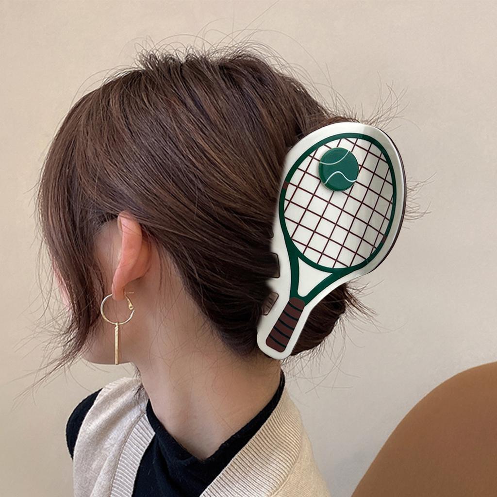 Fun Sport Theme Hair Clip Tennis Racket Shape Hair Claw Clip with Vibrancy Color Hair Styling Decoration for Women