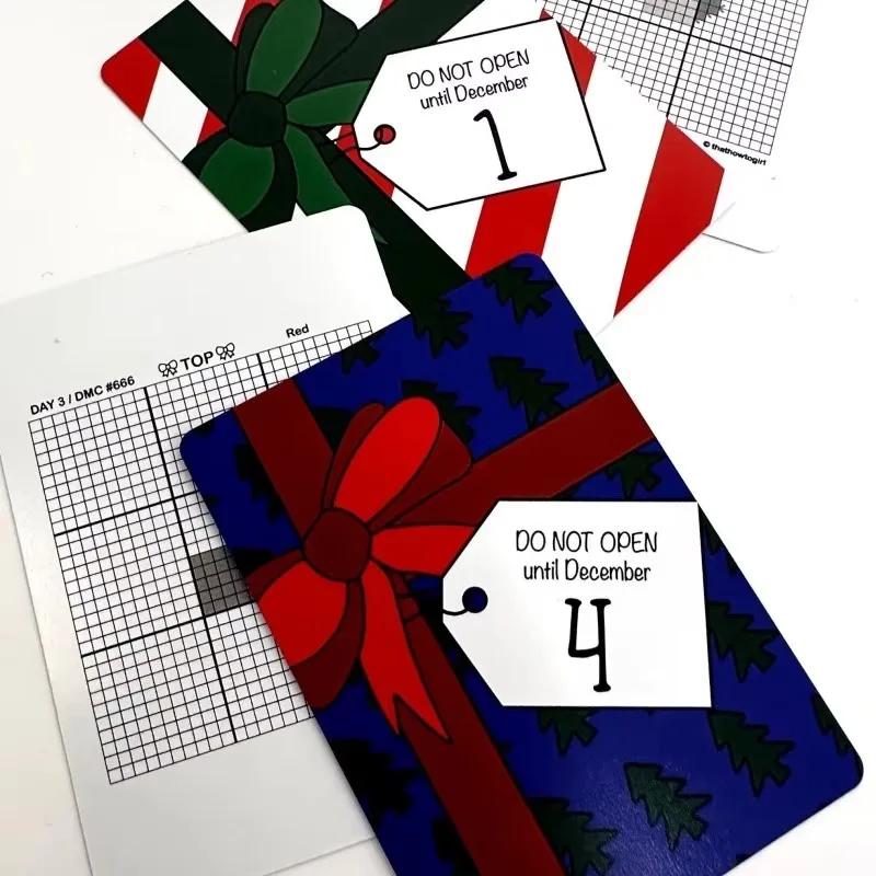 Cross Stitch Advent Calendar Christmas Cross Stitch Handmade Gift Kit Wooden Christmas Embroidered Gift Blind Box