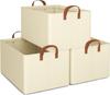 iEGrow Oxford Fabric Storage Baskets, Beige, Set of 3, 35 X 25 X 20 Cm