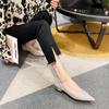Crystal Shoes Sequins Low Heels Women's Pointed Flat Bottom Celebrity Silver Maternity Bride Wedding Shoes