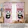 Set Of 2 Pink Heart Shaped Panda Print Perforated Curtains Multiple Sizes Living Room Insulation Decoration Easy Install Curtain Darkening Polyester