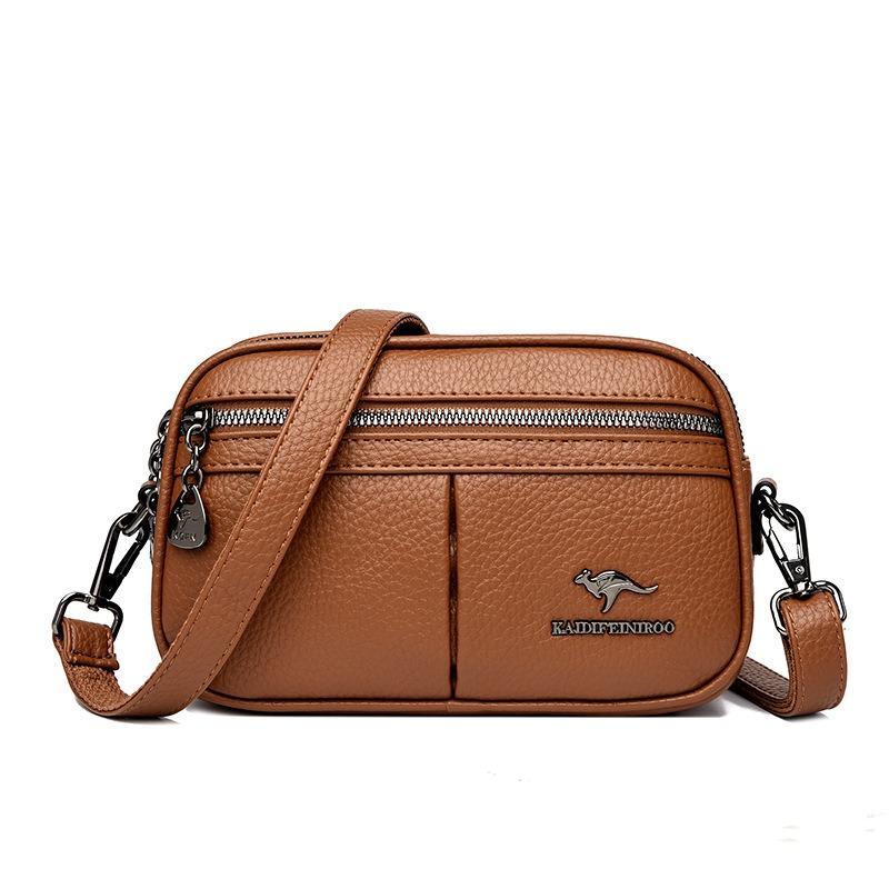 A Fashionable Single-shoulder Bag with Multiple Zippers and A Crossbody Bag for Middle-aged Mothers