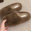 Winter Damen Warme Baumwoll Hausschuhe Schlichte Runde Zehenschuhe Damen Komfort Schlafzimmer Flats Slides Mujer Warme Schuhe