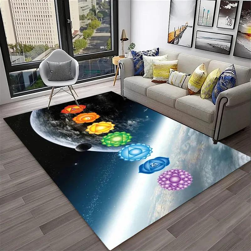 Rainbow 7 Chakra Yoga Meditation Soft Carpet Anti-slip Area Rug for Living Room Bedroom Sofa Doormat Decor Bathroom Floor Mat