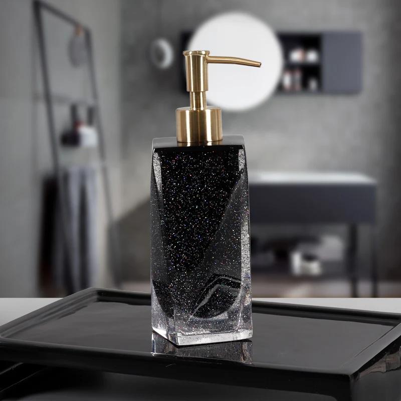 Bathroom Five Piece Set Black Toiletry Lotion Bottle Mouthwash Cup Tray Storage Accessories Toilet Soap Dispenser