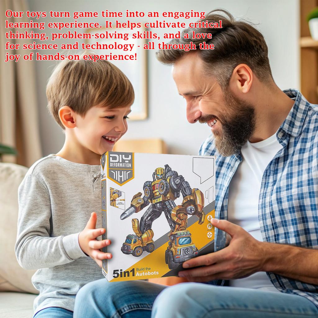 DIY Disassembly And Assembly 5 In 1 Deformation Engineering Vehicle Set Assembly Robot Children's Toy Gift