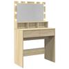 Makeup Table with LED Lighting Sonoma Oak Finish 80 x 41 x 134.5 cm