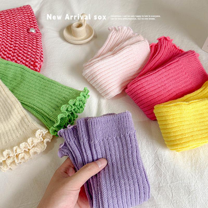 Bonbonfarbene Stulpen Frühling Herbst Stil Mädchensocken passend zu Röcken Slouch-Socken Kinder Herbst Winter Wolle Beinstulpen