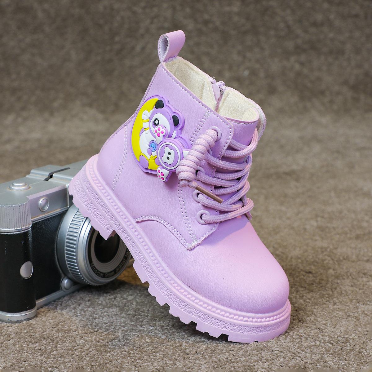 

Девочки ботинки Мартин милые мультяшные кожаные ботинки 2025 осень и зима новые детские две хлопковые короткие ботинки британский стиль девочки хлопковые ботинки 22-27 yards, 6 pairs in one hand