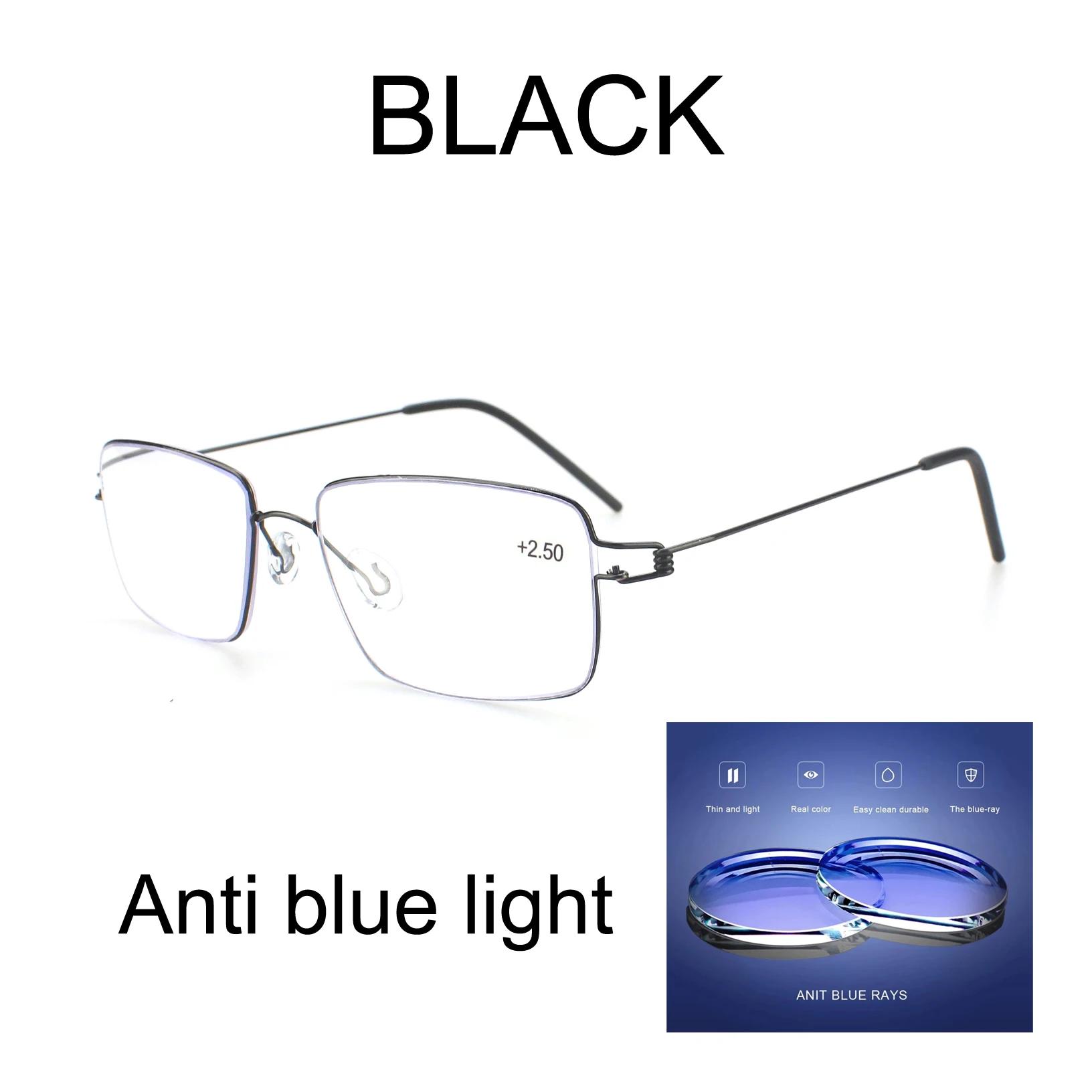 

Rolipp Очки для чтения с защитой от синего света для мужчин, металлические очки по рецепту, женские модные деловые очки +3.5