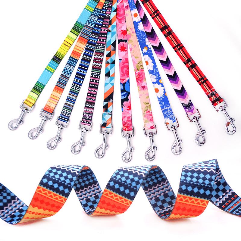 Patterned Webbing Dog Leash - Printed Pet Rope