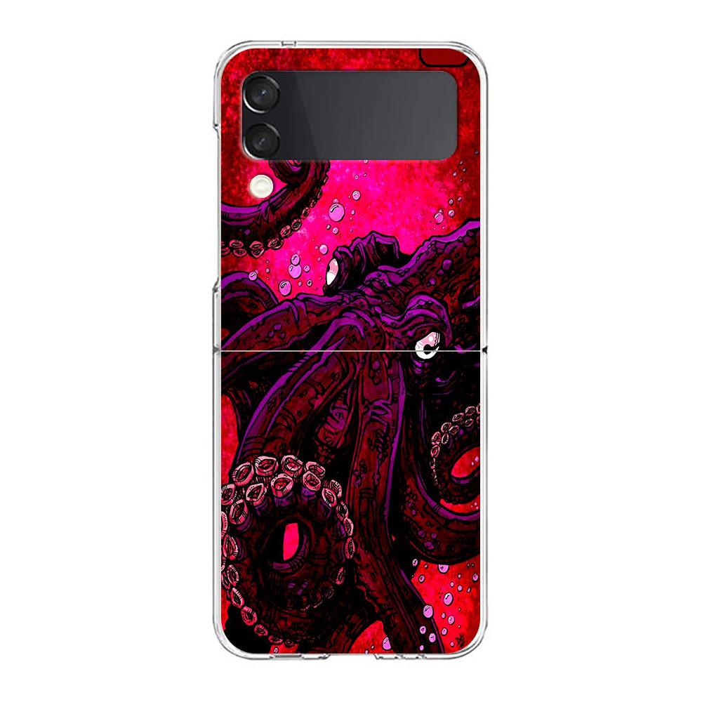 Phone Cover For Samsung Galaxy Z Flip 6 5 4 Case Transparent For Samsung Z Flip 3 Hard PC Foldable Shell The Eye Of Cthulhu Bags
