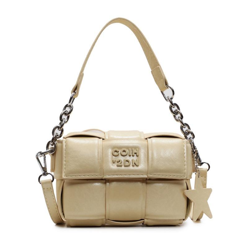 

Woven portable small square bag women s spring new shoulder bag niche high-end hand carry messenger bag жёлтый