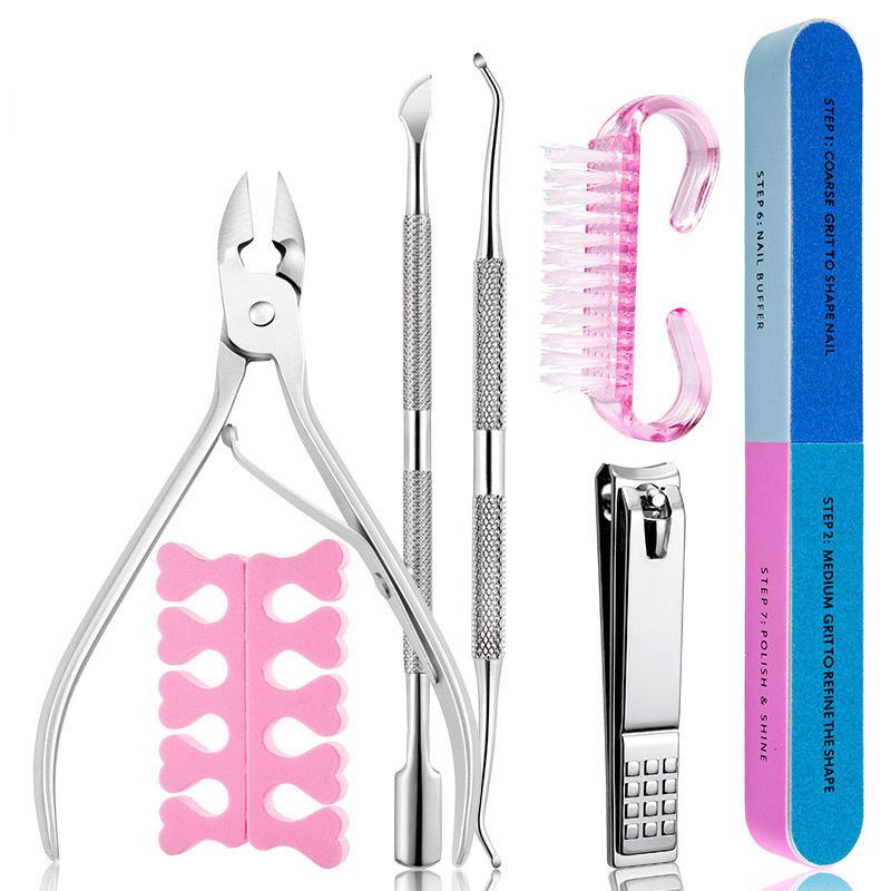 

7 шт. триммер для кутикулы из нержавеющей стали, полоска для полировки ногтей, щетка для чистки ногтей, набор инструментов для удаления ногтей для маникюрного салона