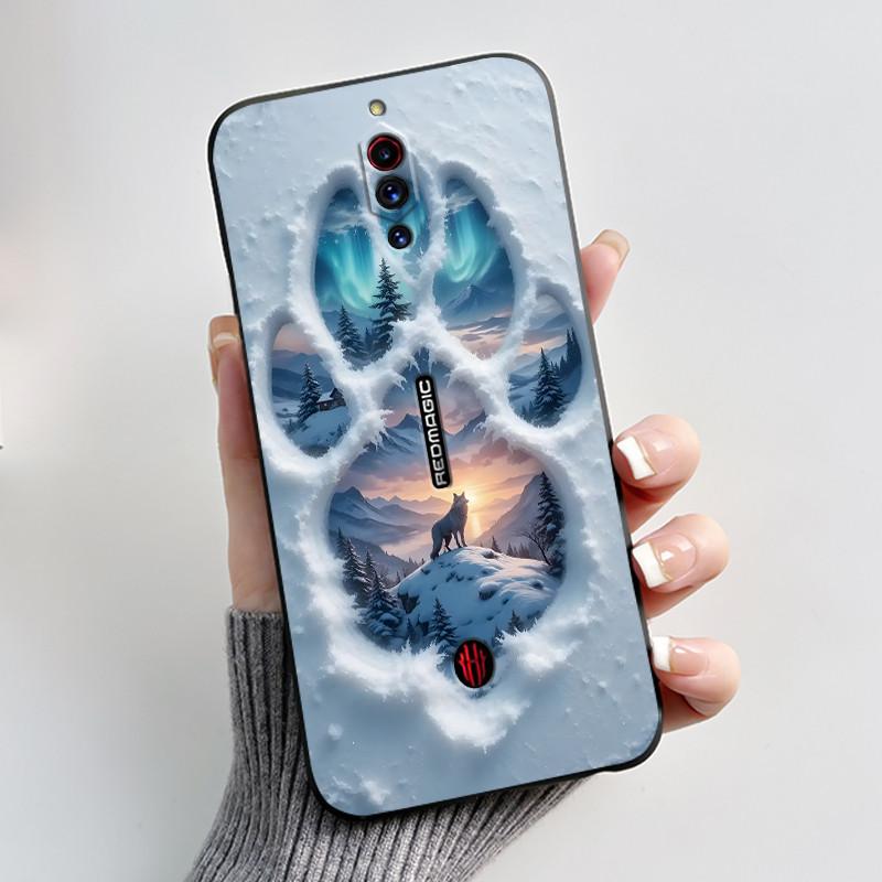 Case For ZTE Nubia Red Magic 5G 5S Cute Heart Rabbit Black Matte Soft Silicone Protective Back Cover RedMagic 5G 5S Phone Case