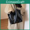 Large Capacity New Fashion Oil Skin Pu Edgy Girl Style 2023 Solid Color Winter Fashion Commuter Tote Shoulder Bag