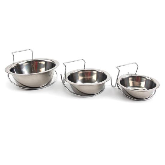 Puntos Pet Stainless Steel Dog Bowl Cage Crate Hanging Food Dish Water Feeder with Hook