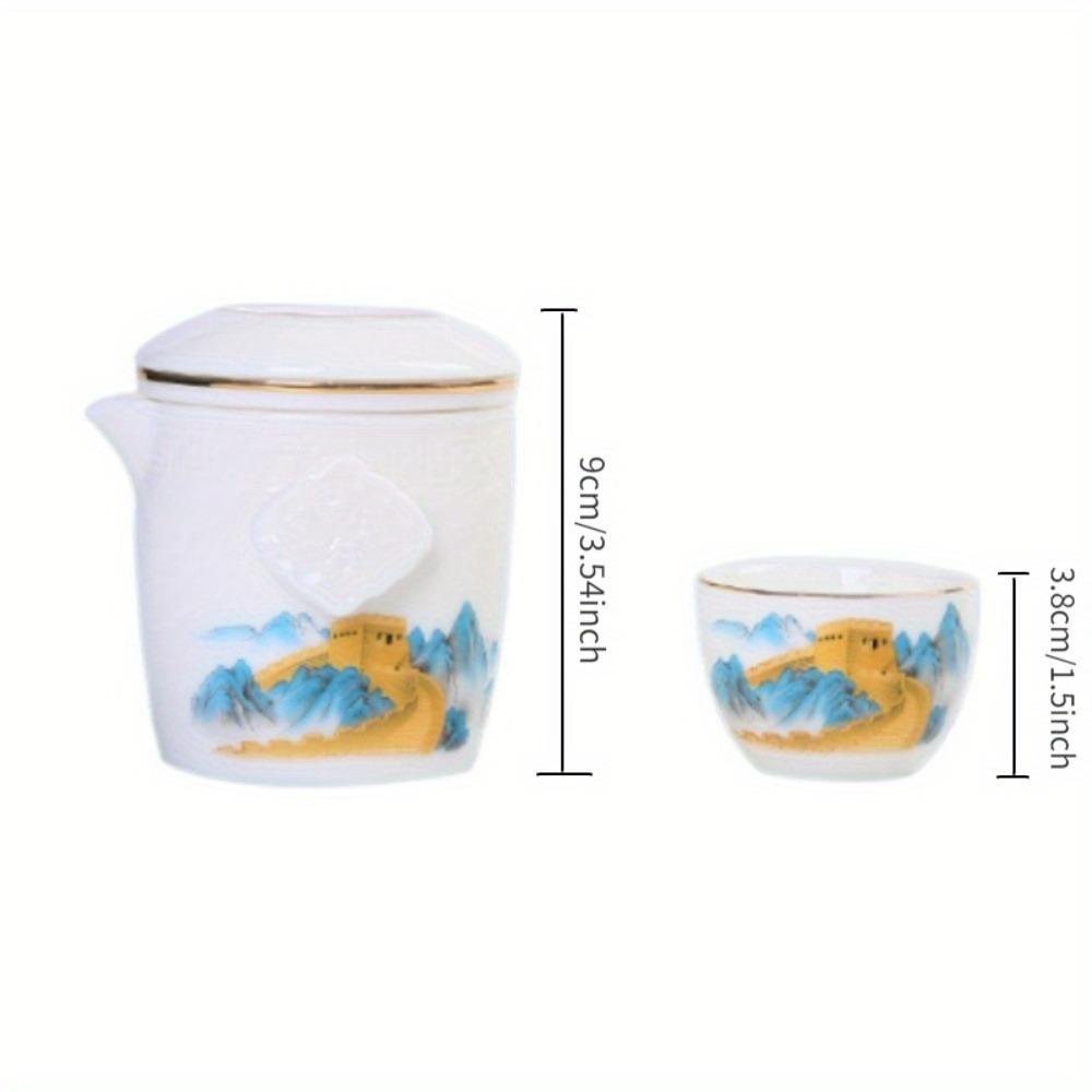 Skopový tuk Jade Bílý porcelán Cestovní čajová souprava Kung Fu Hrnec se čtyřmi šálky Sada přenosných sáčků Venkovní keramický čaj Rychlý šálek