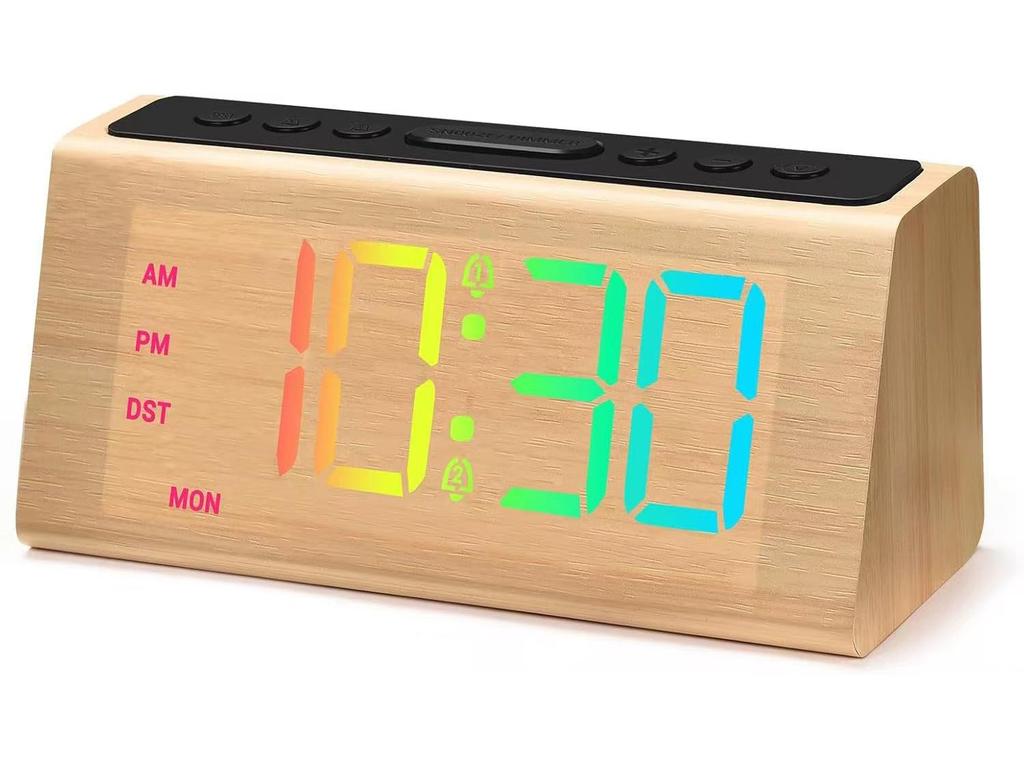 2025 Wooden Digital Clock: Multifunctional Snooze, Large Screen Display, Summer Time Alarm Clock.