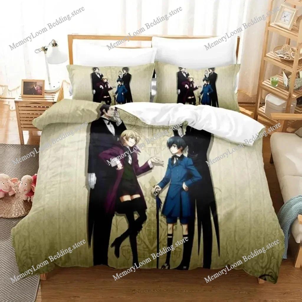 Black Butler Sebastian Cute Bedding Set Cartoon Anime Adult Kid Bedroom Soft Duvet Cover 3D Print Vibrant Kawaii Anime Cozy Set