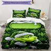 3pcs Duvet Cover Set (1*Duvet Cover + 2*Pillowcase, Without Core), The Grinch Print Soft All‑Season Bedding Set, Home Bedroom Decor Gift