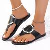 Fashion Plus Size 2025 Summer New Women's Flip Flops Slippers Outdoor Low Heel String Bead Sandals High Quality Daily Beach Slippers