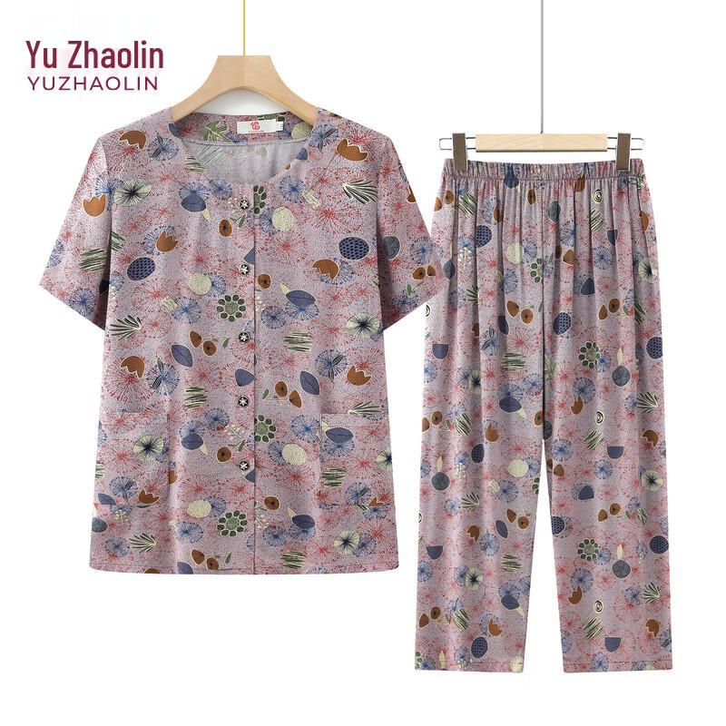 Yuzhaolin Women s Plus Size Floral Print Summer Pajama Set 2XL