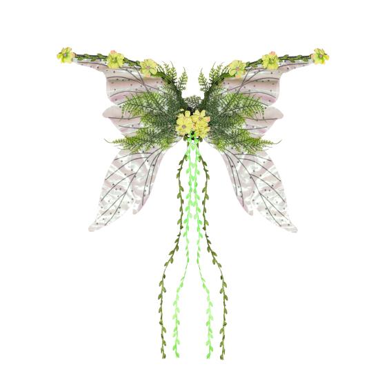 Yousheng Elf Wings Performance Props with Hanging Tassels 3D Plant Decorations Forest Fairy Costume Accessories