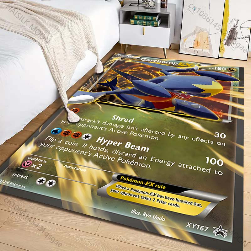 Wiele rozmiarów Dywan z nadrukiem karty Pokémon Garchomp do salonu, sypialni, pokoju dziecięcego, wystroju domu, dywanik obszarowy, narzuta na sofę, przedpokój, mata do zabawy