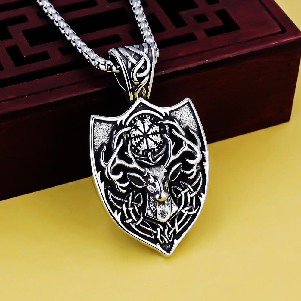 Náhrdelník s přívěskem ve tvaru zvířete - nerezový jelen pro Vánoce